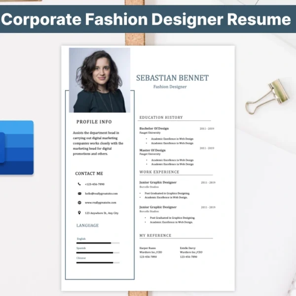 Corporate Fashion Designer Resume Template