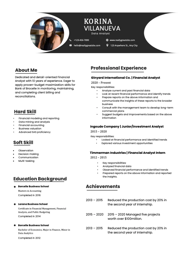 Minimalist Data Analyst Resume