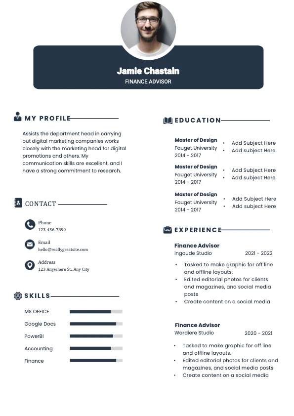 Modern Finance Advisor Resume